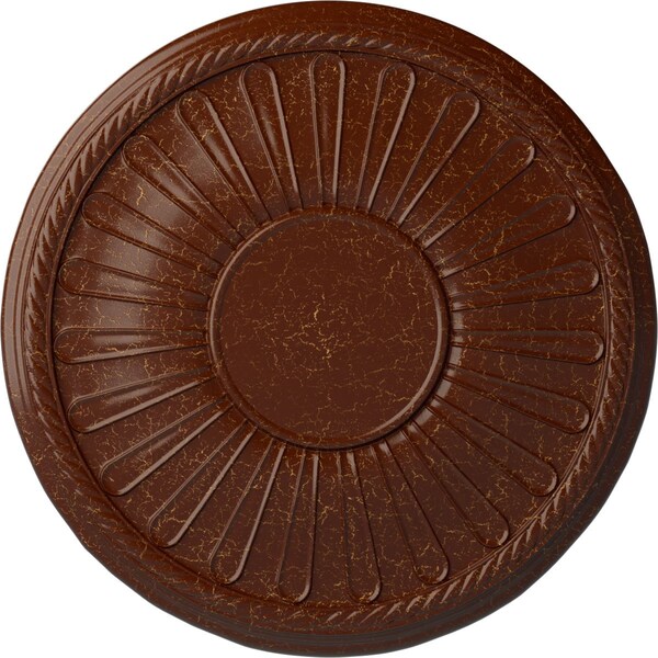 Ekena Millwork Leandros Ceiling Medallion (Canopies up to 6 3/8"), 19 7/8"OD x 1 1/4"P, Burnished Mahogany Crackle CM22LNBMC - main
